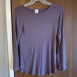 Blue Rain Lavender Waffle Knit Long-Sleeve Top